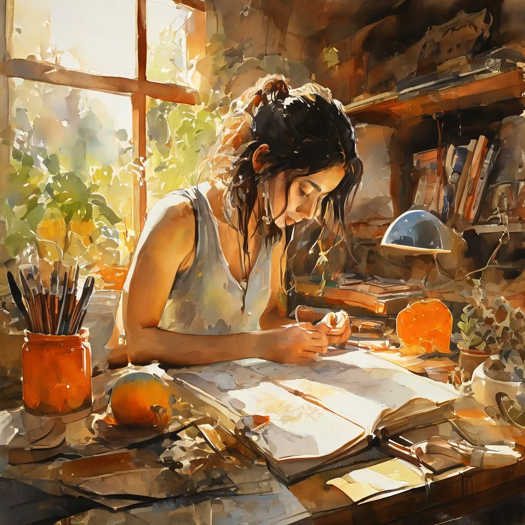 Studio artystyczne z różnymi szkicami i starożytnymi artefaktami, symbolizujące rezydencję artystyczną "Przyszłość Dziedzictwa" w Allard Pierson Museum.