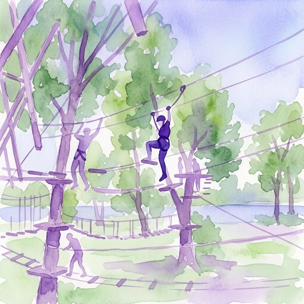 High Ropes Course in Gänsehäufelbad exhibition visual from Am Hof Square