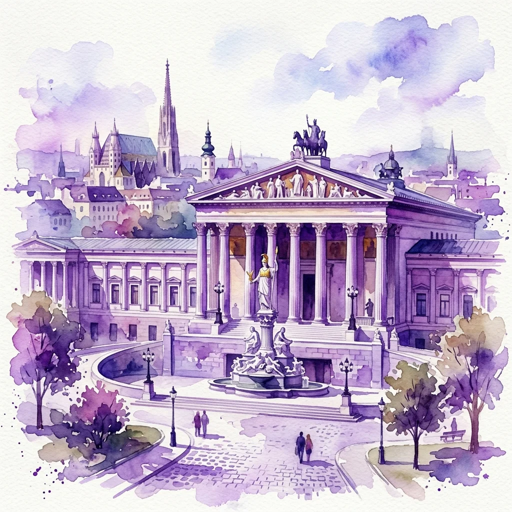 Parliament and Palais Epstein exhibition visual from Am Hof Square