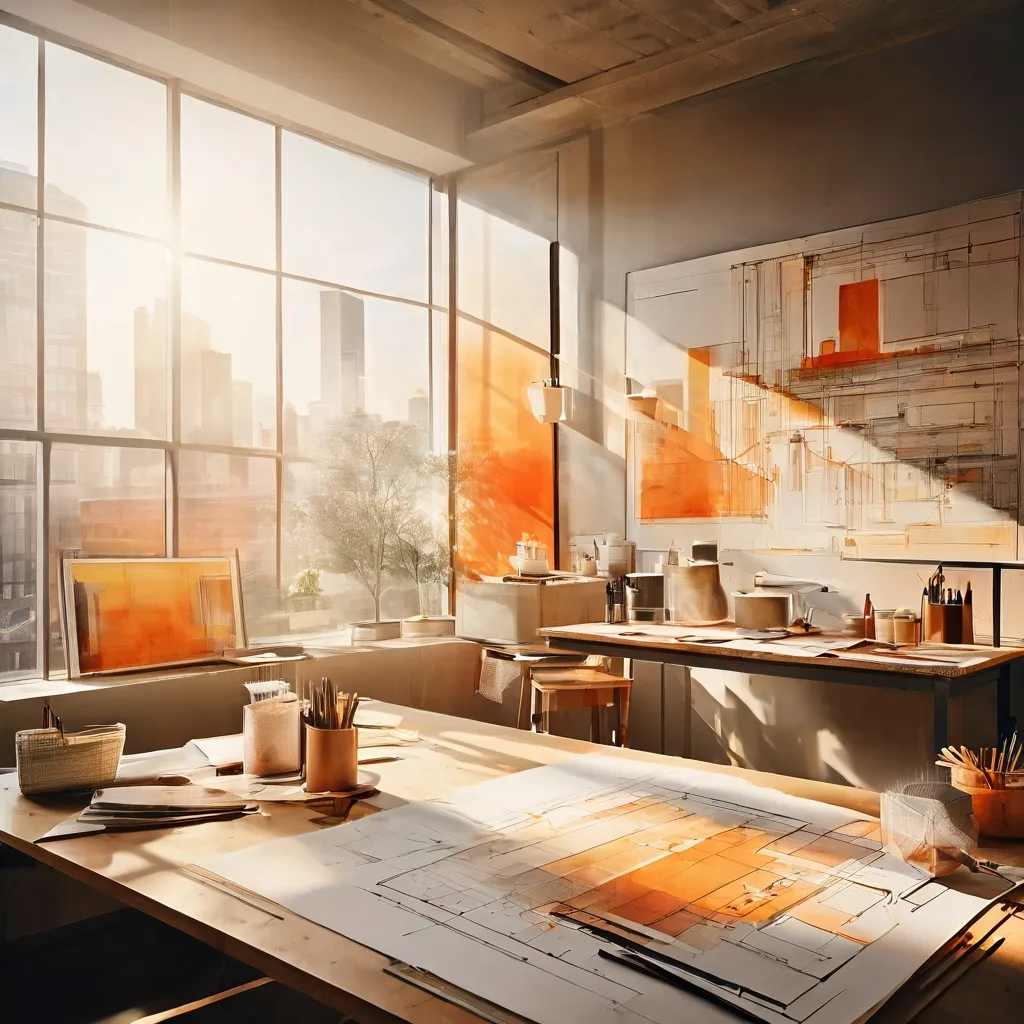 Abstracte weergave van professionele architectonische samenwerking bij ARCAM.