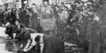 black and white photograph of a crowd of people