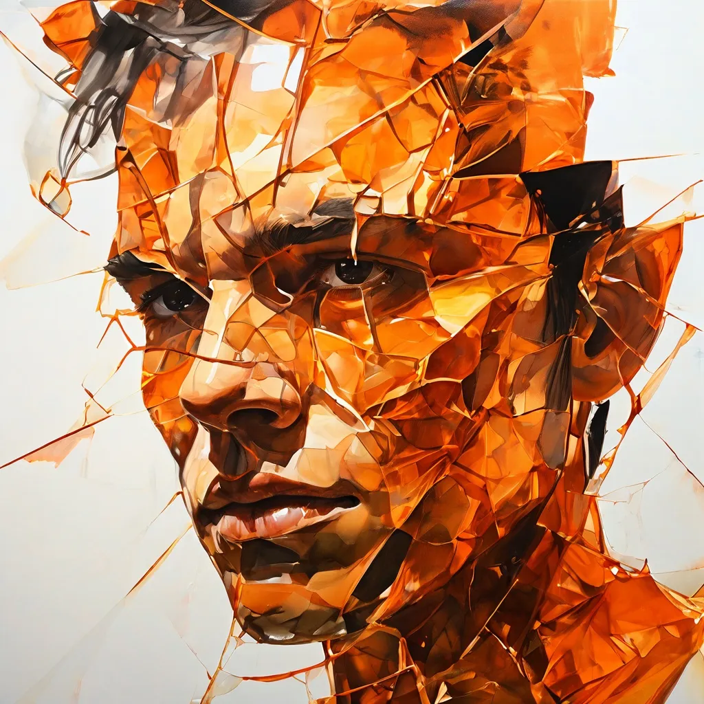 Un retrato creado fracturando una superficie de vidrio, expuesto en la galería Artstübli.