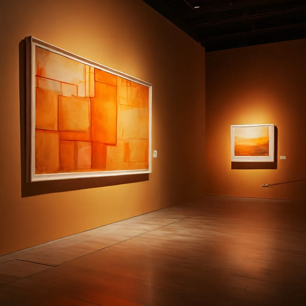 Een elegante, minimalistische displayruimte die de tijdelijke afwezigheid van een schilderij in het Groeningemuseum markeert.
