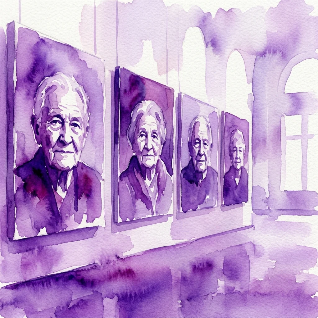 Large-format watercolor portraits of elderly individuals displayed in a museum gallery, part of the 'Wijs!' exhibition by Ilvy Njiokiktjien showcasing resilience and flexibility in older adults.