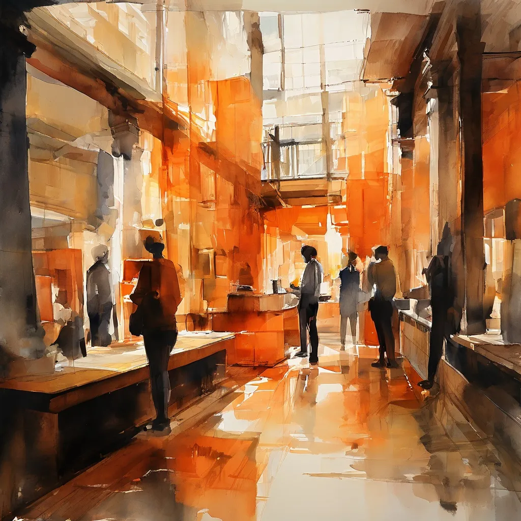 A dynamic image illustrating the process of exhibition setup at the Bijbels Museum, with architectural elements and artistic displays coming together in a transient space.
