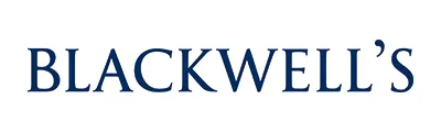 Logotyp Blackwell's ciemnoniebieskim krojem szeryfowym na białym tle.