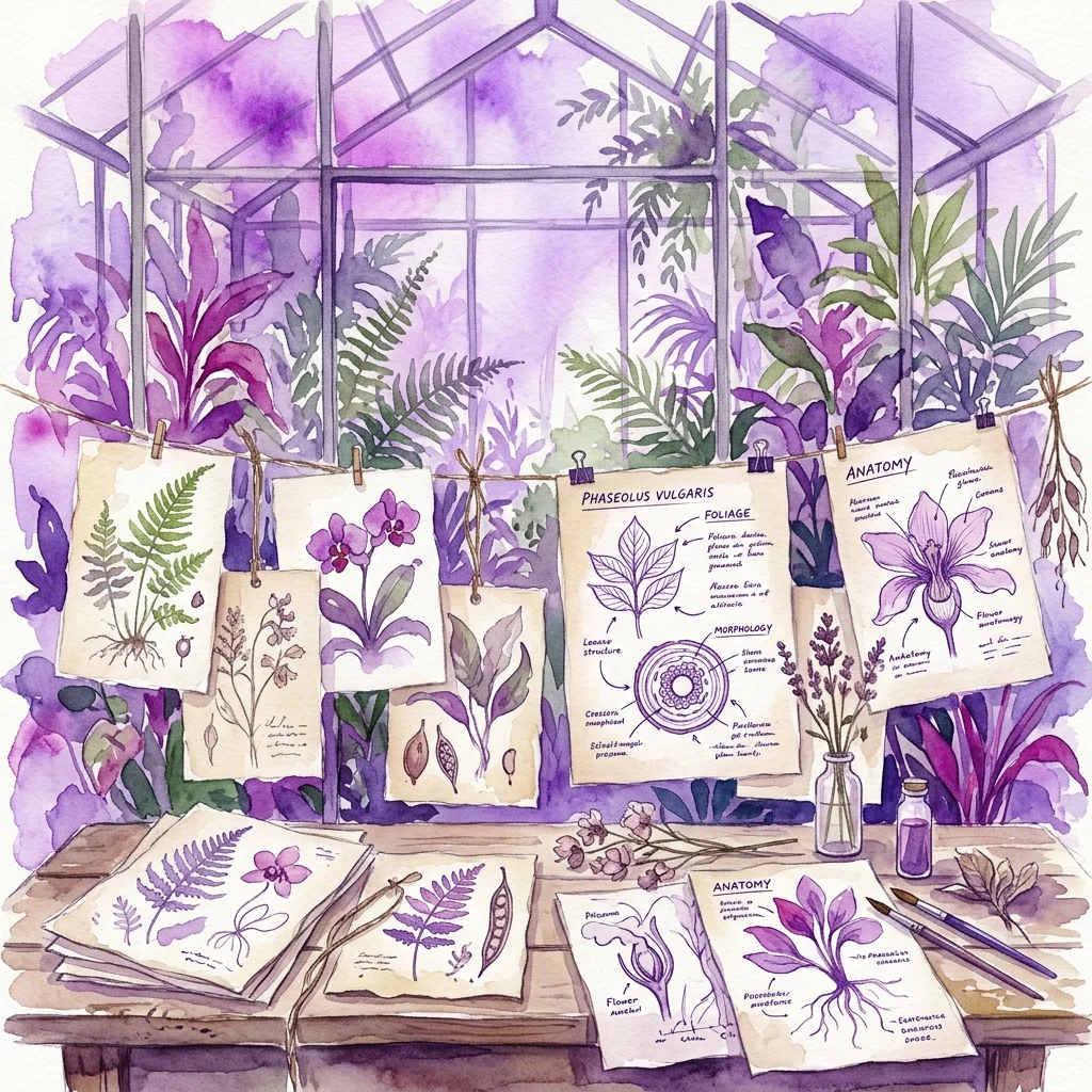 Ilustracje botaniczne i naukowe schematy roślin prezentowane w oranżerii, część wystawy PalArt für PalDat na Uniwersytecie Wiedeńskim.