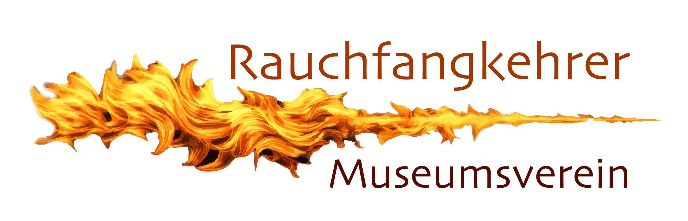 Un logo con un diseño de llama y el texto 'Rauchfangkehrer Museumsverein'