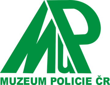 Green stylized 'MP' monogram logo with 'MUZEUM POLICIE ČR' text below on black background
