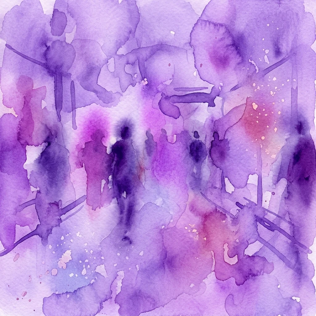 Obra de arte abstracta en acuarela morada que representa siluetas de personas en un entorno inmersivo y con poca luz, evocando la experiencia sensorial de la exposición Dialog im Dunkeln.