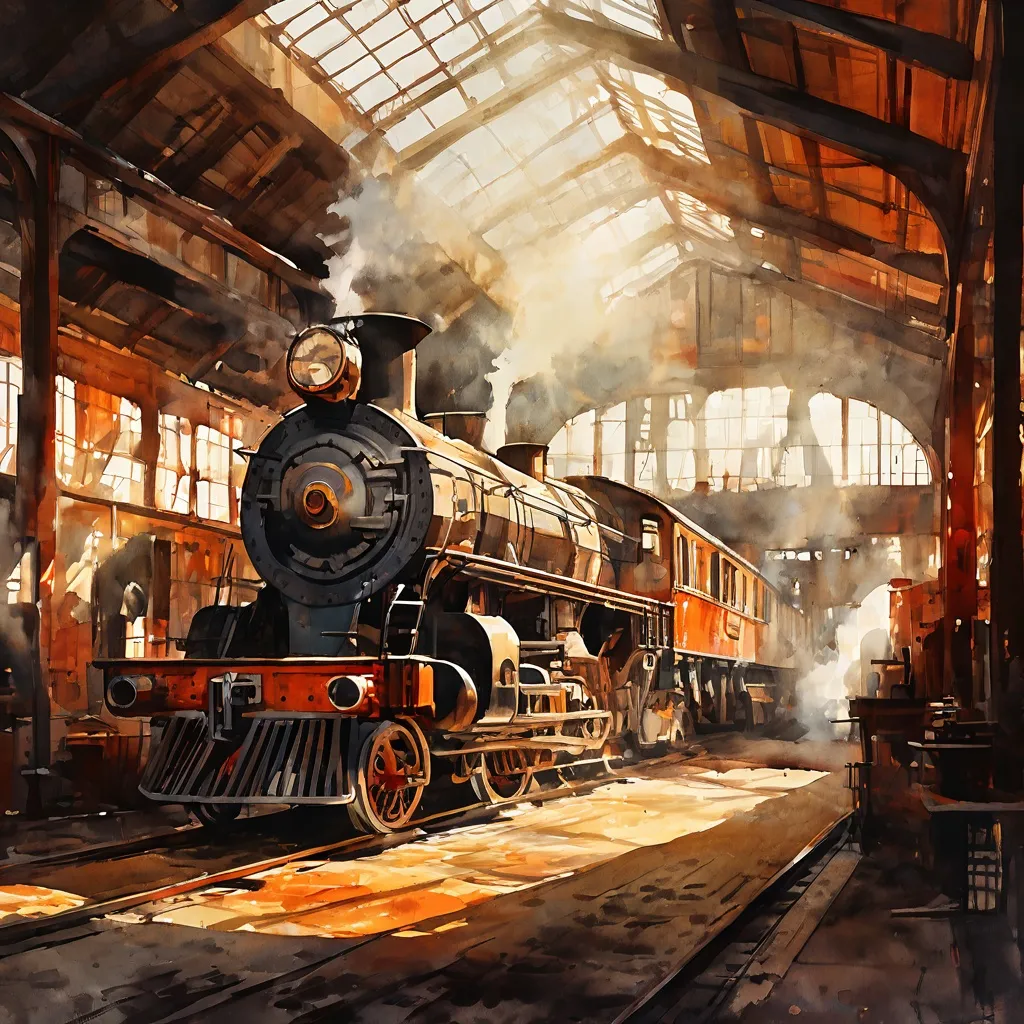 A detailed view of a historic locomotive in the engine shed at Didcot Railway Centre