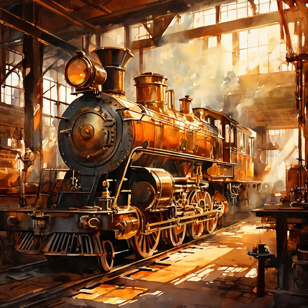 Vista detallada de piezas de una histórica locomotora de vapor en el Didcot Railway Centre, destacando la artesanía de los esfuerzos de restauración.