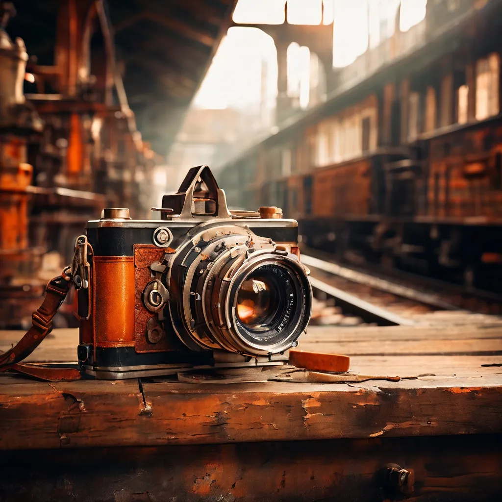 A professional camera set against the historic backdrop of the Didcot Railway Centre, representing the work of an award-nominated volunteer.