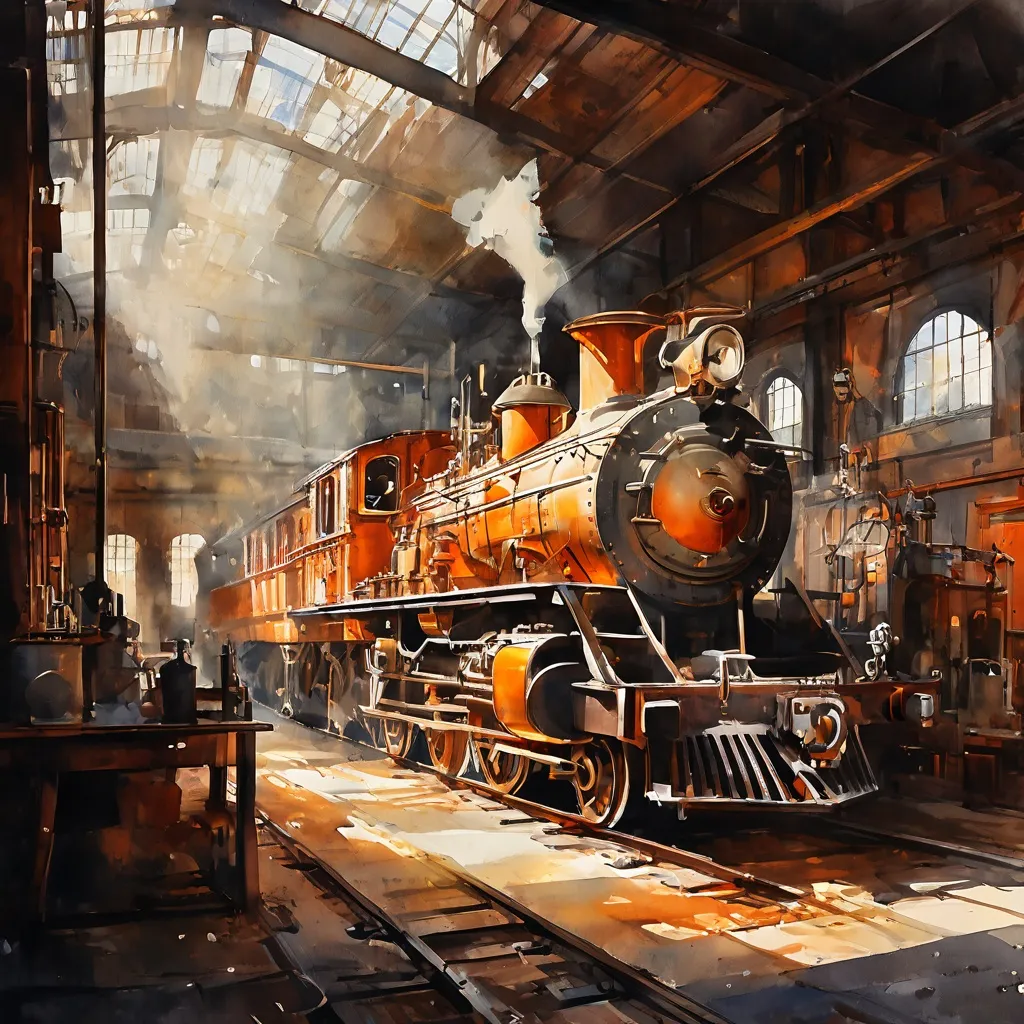 De historische stoomlocomotief 4079 Pendennis Castle ondergaat restauratiewerkzaamheden in de loods van het Didcot Railway Centre.