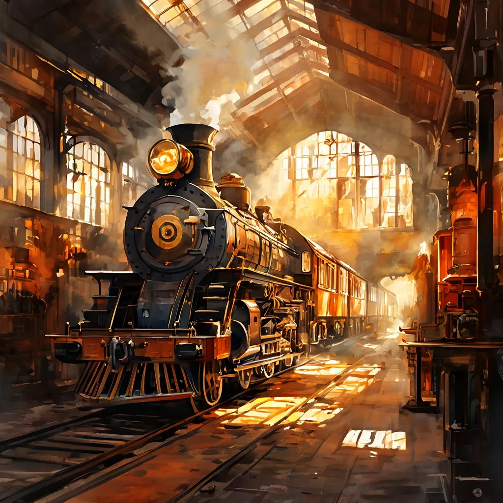 A historic steam locomotive inside the engine shed at Didcot Railway Centre.