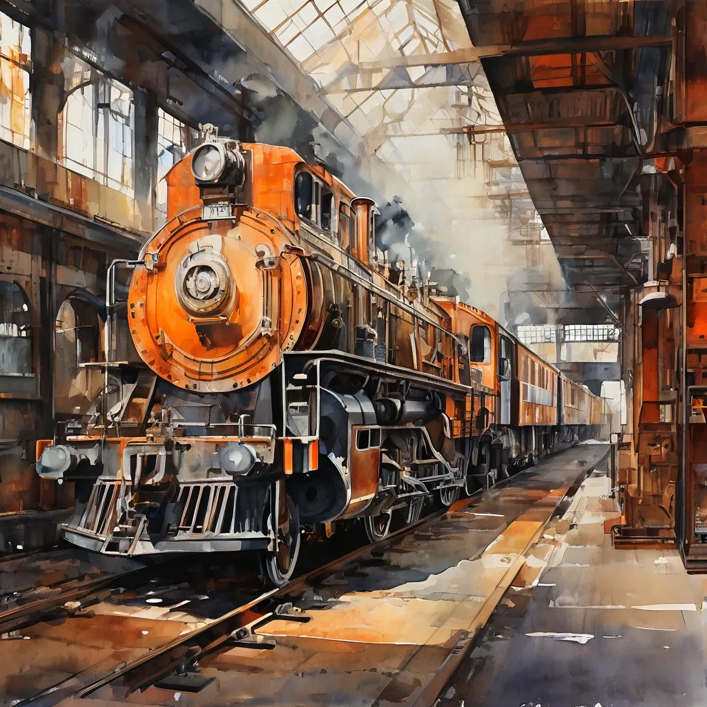 De locomotief Western Fusilier tentoongesteld in de werkplaats van het Didcot Railway Centre.