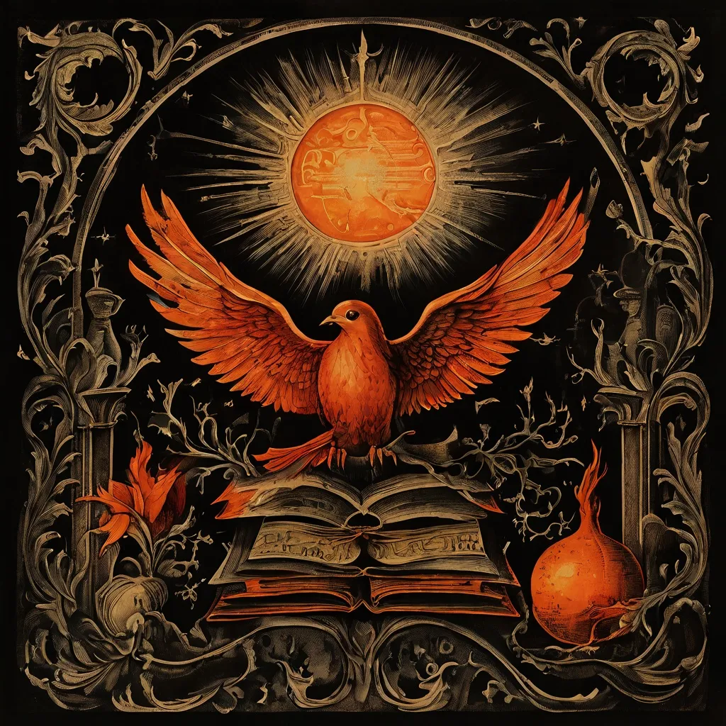 A detailed engraving of a mystical scene with symbolic imagery, reflecting the theme of Jacob Böhme's works at the Embassy of the Free Mind.