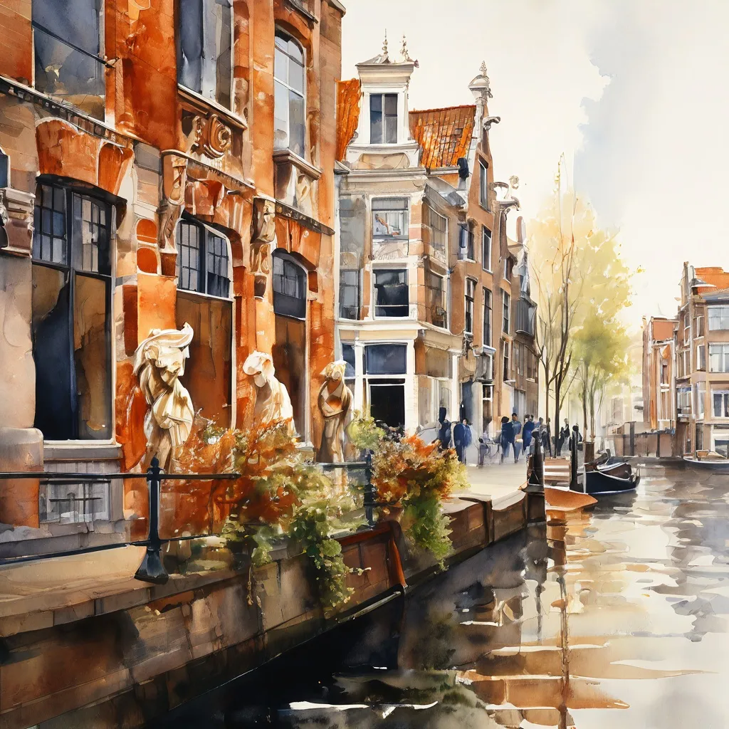 De zorgvuldig gerestaureerde façade van het historische 'Huis met de Hoofden' in Amsterdam, met sierlijke zandstenen bustes en Nederlandse renaissance architectonische details.