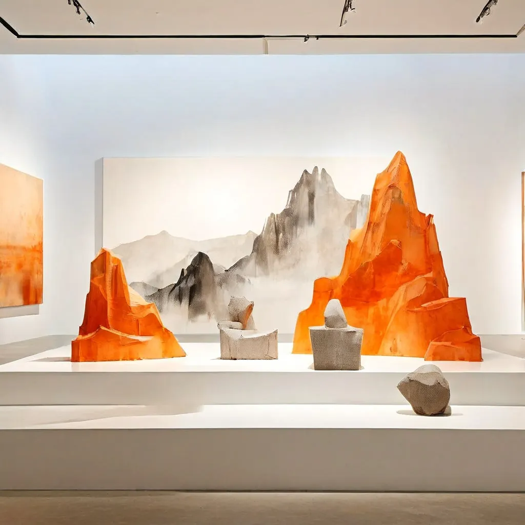 Contemporary sculptures inspired by mountain landscapes exhibited at Espacio Marzana.