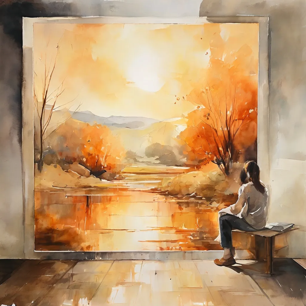 An artistic representation of a quiet, meditative painting environment at Espacio Marzana, inspired by the realistic works of Carlos Marcote.