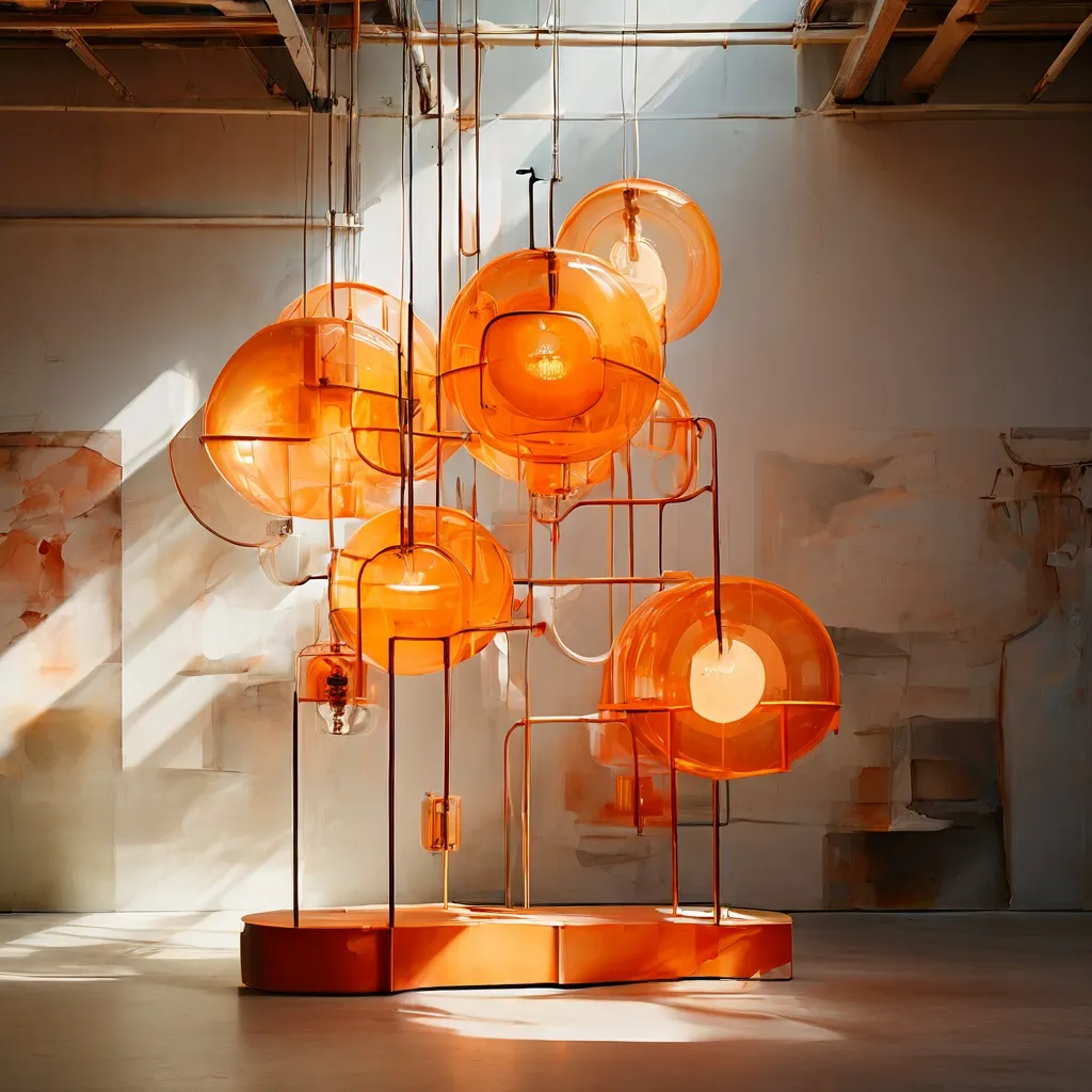 Contemporary sculptures and light installation by José Luis Vicario on display at Espacio Marzana.