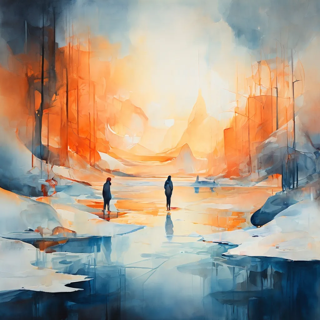 Een breed interieurbeeld van de Espacio Marzana galerie met grote hedendaagse schilderijen uit de Kaamos-tentoonstelling van Raisa Raekallio en Misha del Val.
