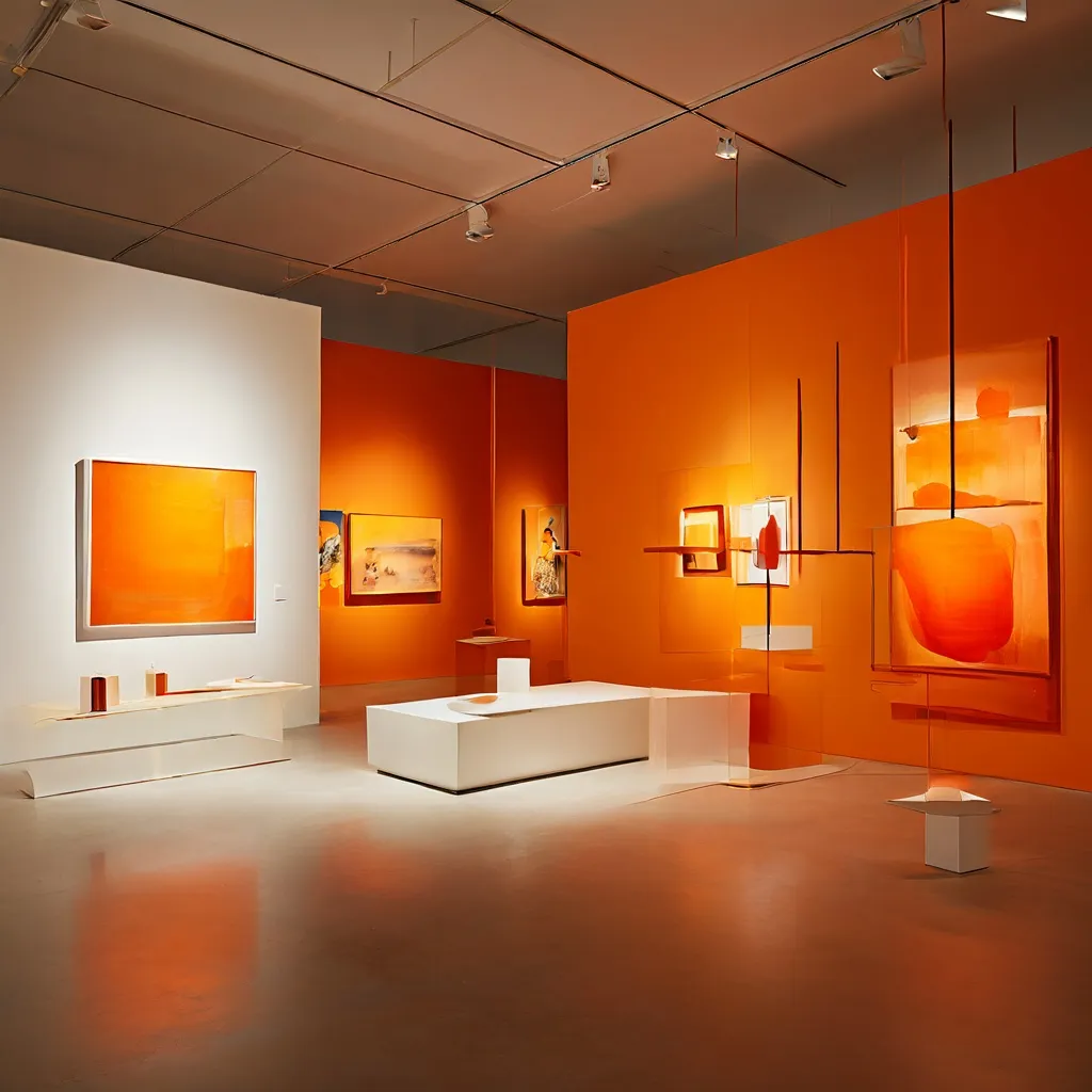 A modern gallery space at Espacio Marzana featuring an exhibition of diverse contemporary art pieces.