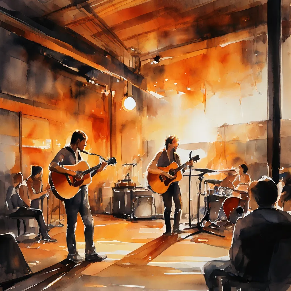 Een podium voor een akoestisch concert in de brouwerij van Fábrica Cervezas Victoria in Málaga.