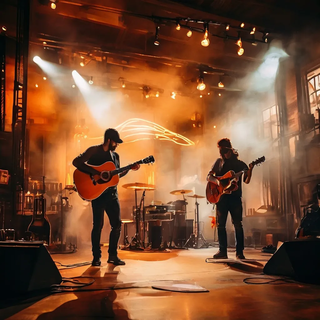 A live acoustic music performance taking place at the Fábrica Cervezas Victoria brewery.