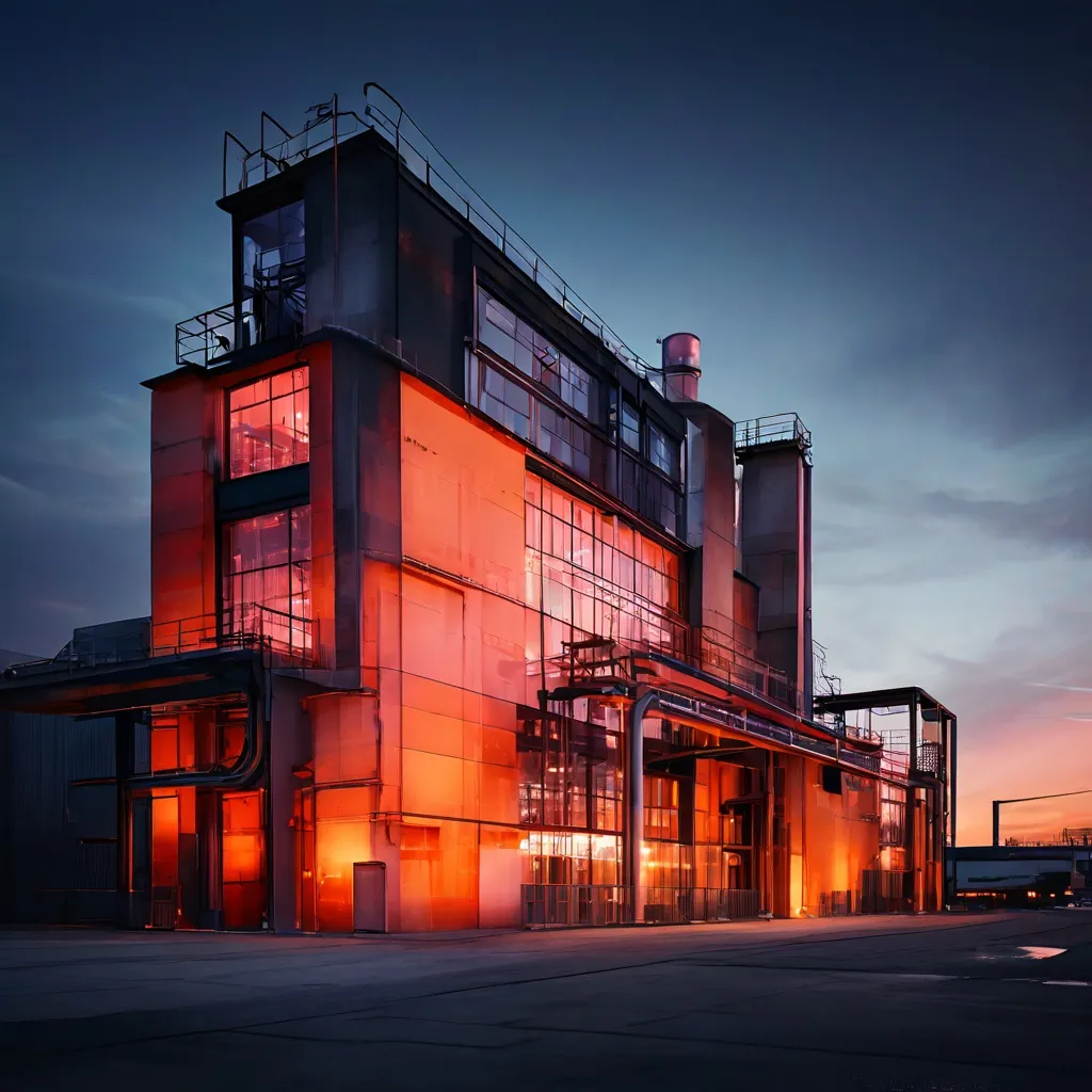 La fachada de la Fábrica Cervezas Victoria iluminada de rosa por el Día Mundial contra el Cáncer de Mama.