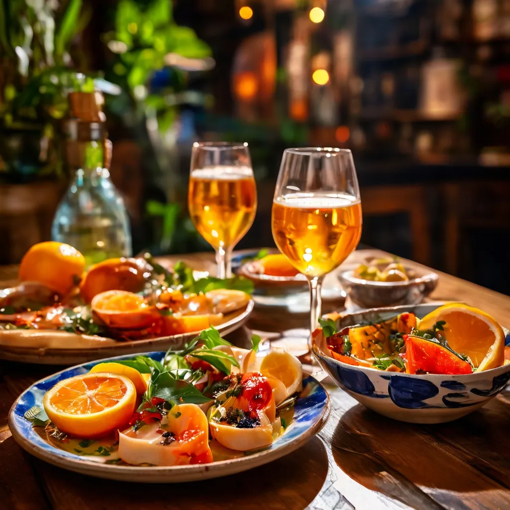 A spread of international gourmet tapas served with a chilled glass of Victoria beer at a culinary event hosted by the brewery.