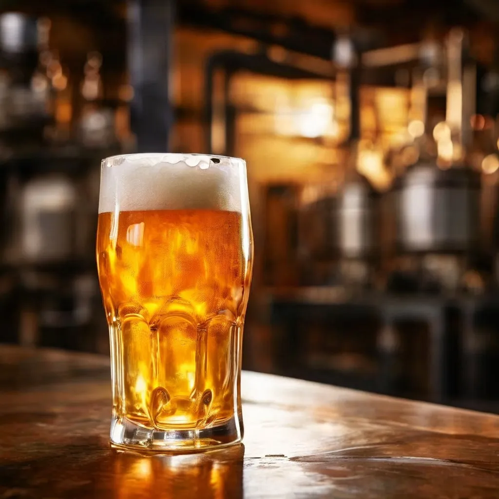 Una copa fresca de Victoria Wheat Beer servida durante una cata en la fábrica de Fábrica Cervezas Victoria.