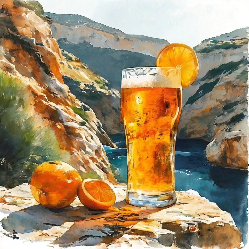 A bottle and glass of Victoria Malacatí wheat beer presented against the backdrop of the Malaga landscape.