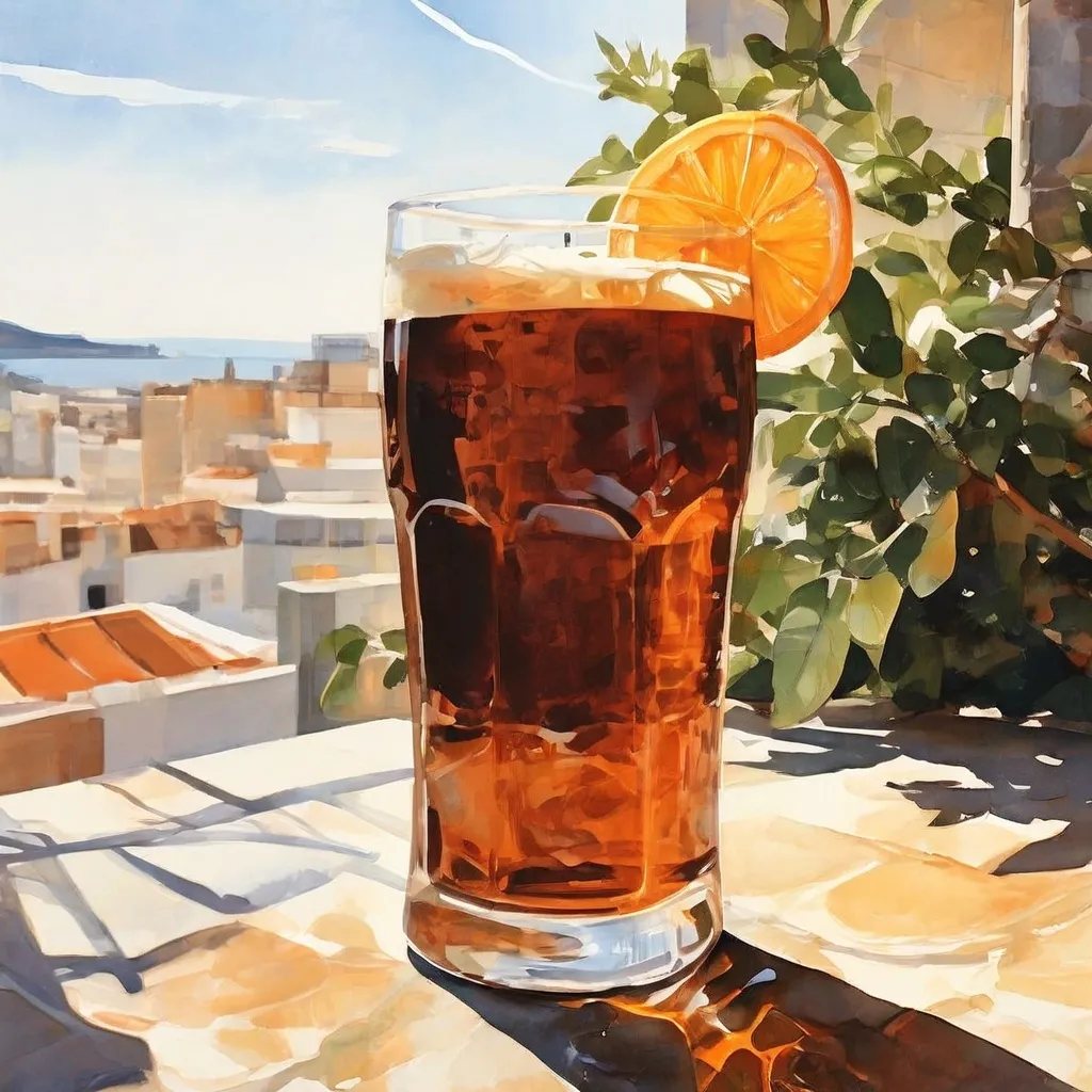Een glas Victoria Negra-bier geserveerd op een terrasbar in Málaga.