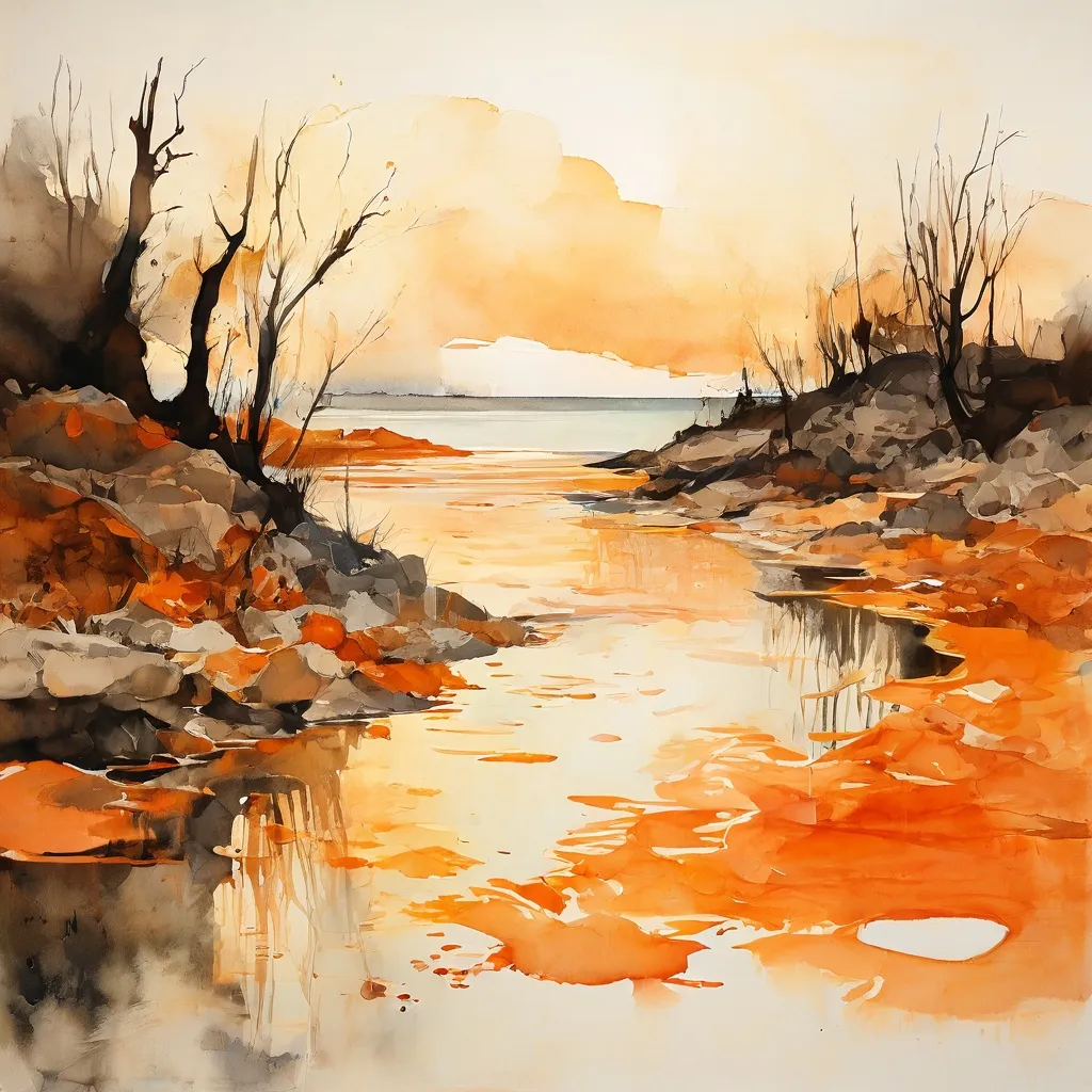 Een conceptuele afbeelding die de thema's van Khashayar Javanmardi's 'The Caspian'-project in Foam Fotografiemuseum weerspiegelt, met een mix van natuurlijke landschappen, mogelijk een kustlijn, en elementen die milieuverandering of menselijke verbinding suggereren.