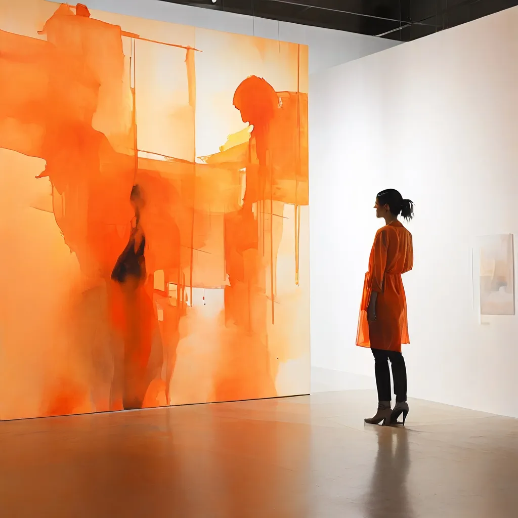 An artistic representation of a performance artist, possibly Marina Abramović, surrounded by abstract photographic elements, symbolizing the enduring impact of performance art documented through photography at Foam Fotografiemuseum Amsterdam.