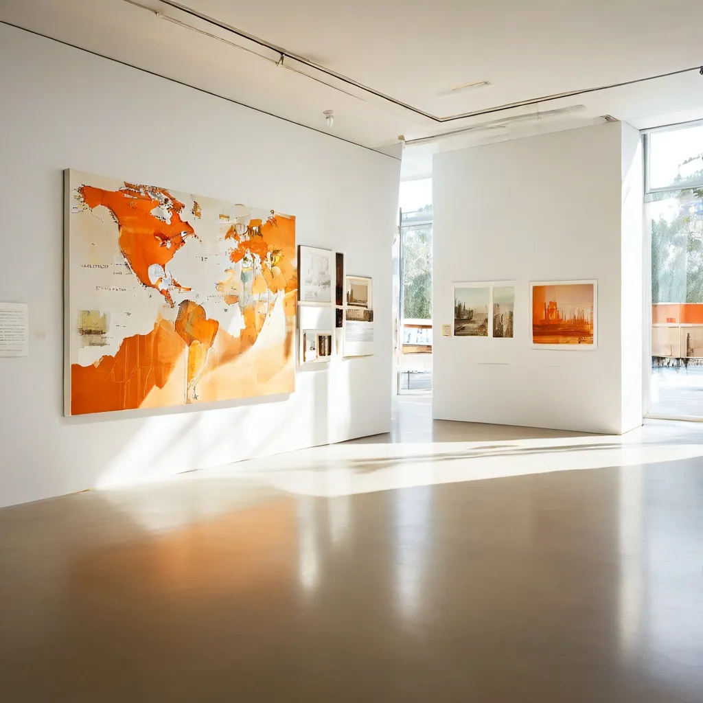 Educational display and historical photographs inside the Fondation Brasilea exhibition