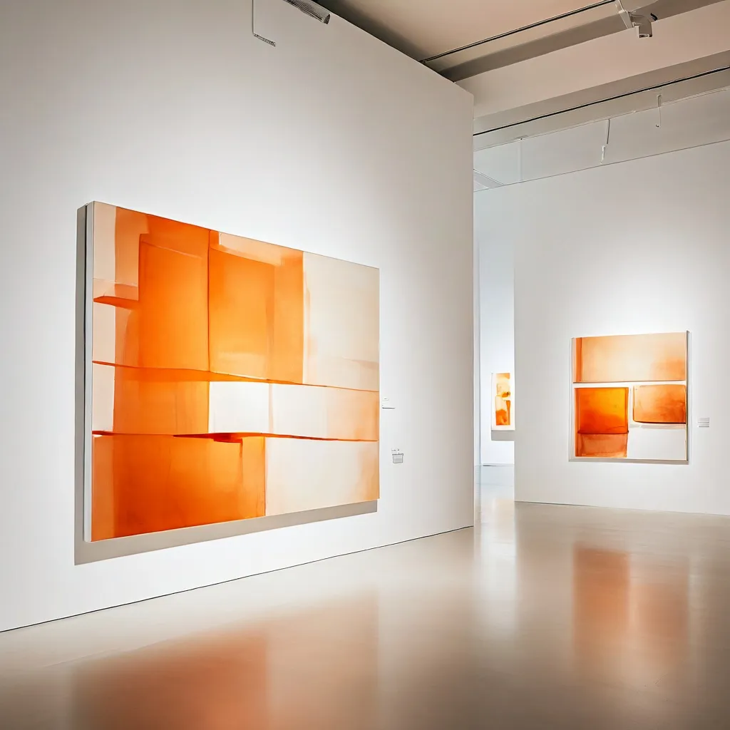 Artistic photography prints displayed on the walls of the Mercati Culturali gallery in Pordenone.