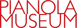 Red text logo reading 'PIANOLA MUSEUM' on black background