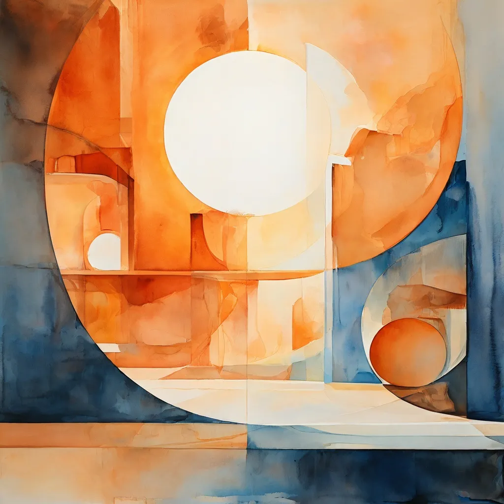 Abstracte artistieke weergave van thermische balans en natuurlijke cycli, als representatie van een intellectueel artikel in het Goetheanum.