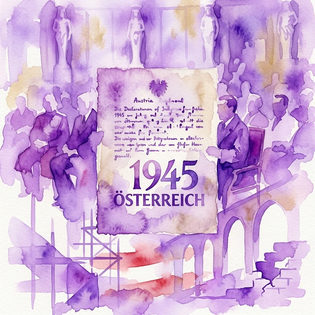 1945: Oprichting van de Tweede Republiek - Onafhankelijkheidsverklaring van Oostenrijk tentoonstellingsbeeld van House of Austrian History