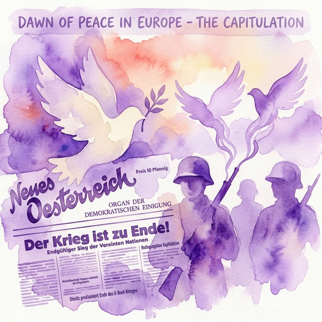 Grafika wystawy 1945: Koniec wojny – Kapitulacja Wehrmachtu w House of Austrian History