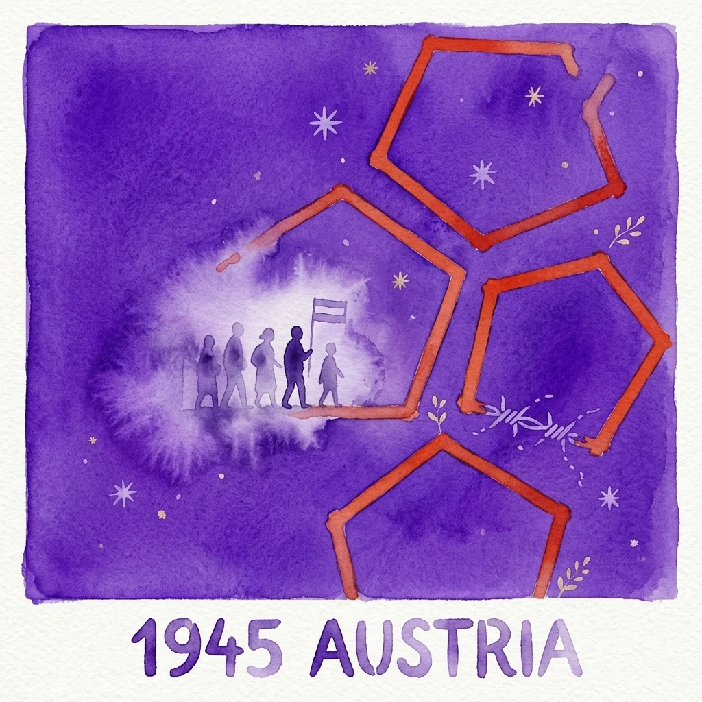 Grafika wystawy Befreiung 1945 – Otwarte zakończenie, krucha przyszłość w House of Austrian History