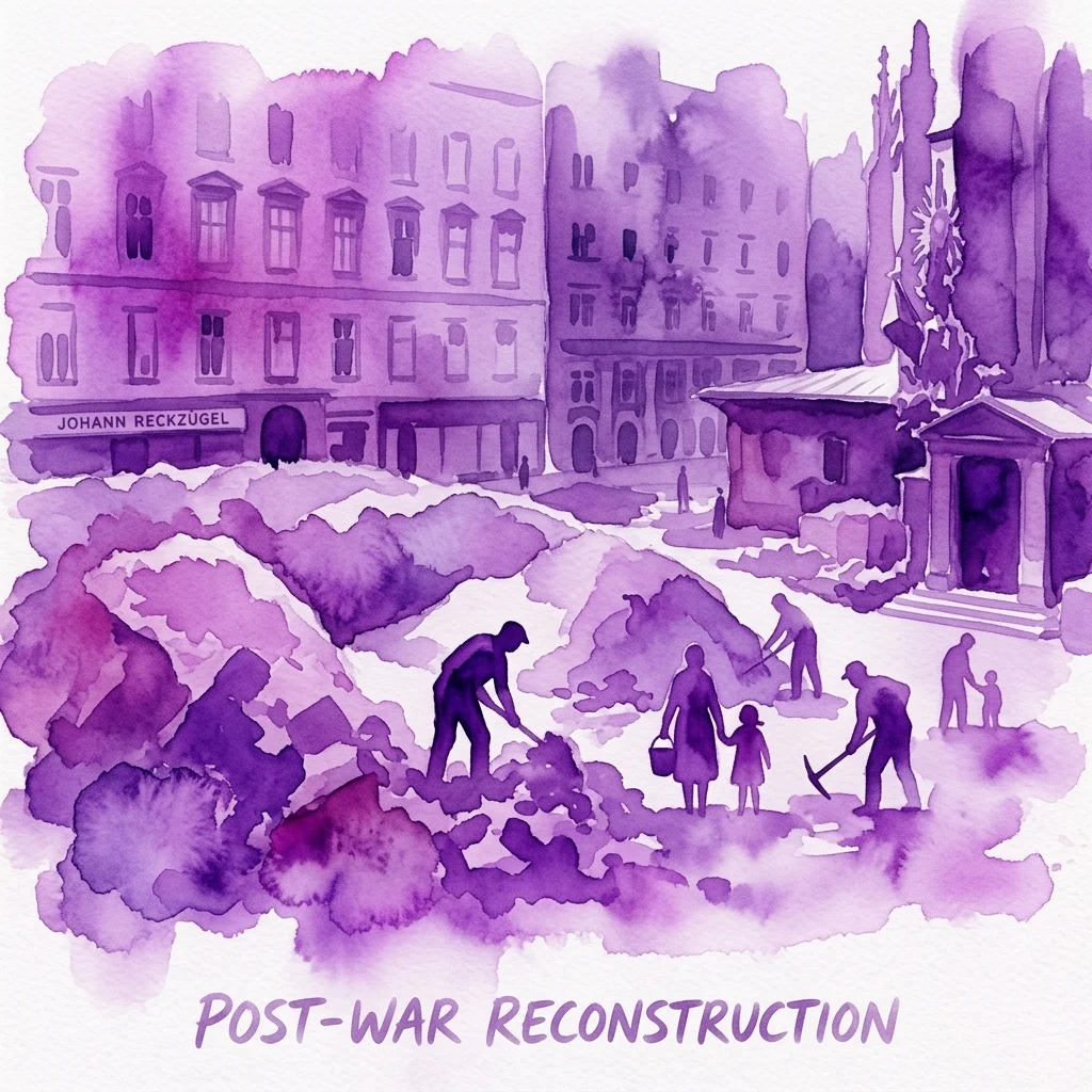 Rubble Mountains at St. Stephen's Square. Initial Clearing Operations exhibition visual from House of Austrian History