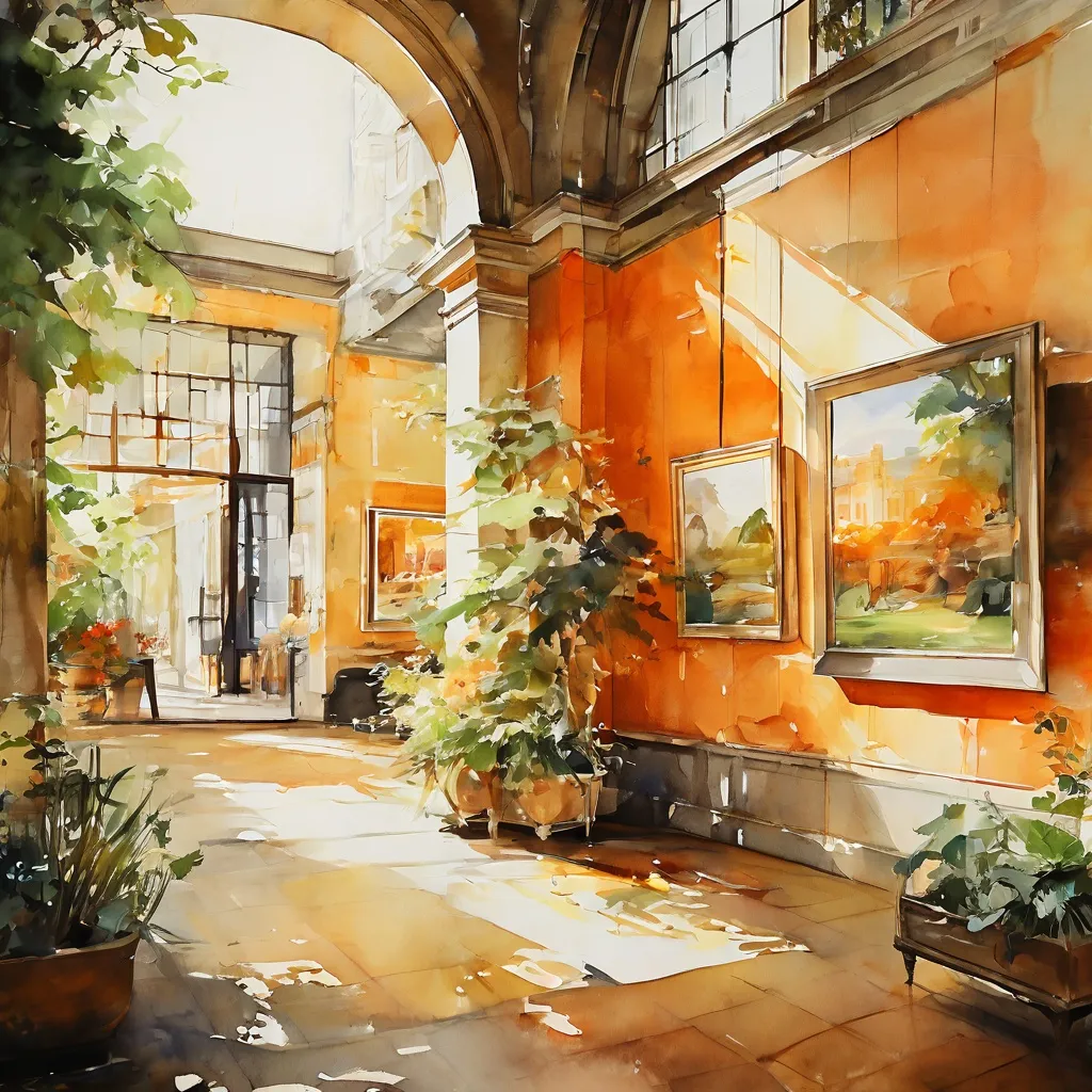 Een tentoonstellingsruimte met ingelijste fotografie en schilderijen in Jardín Botánico-Histórico La Concepción.