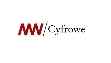 Rood en zwart logo met de tekst MW/Cyfrowe