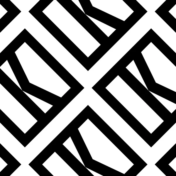 black and white geometric pattern forming a repeating logo design