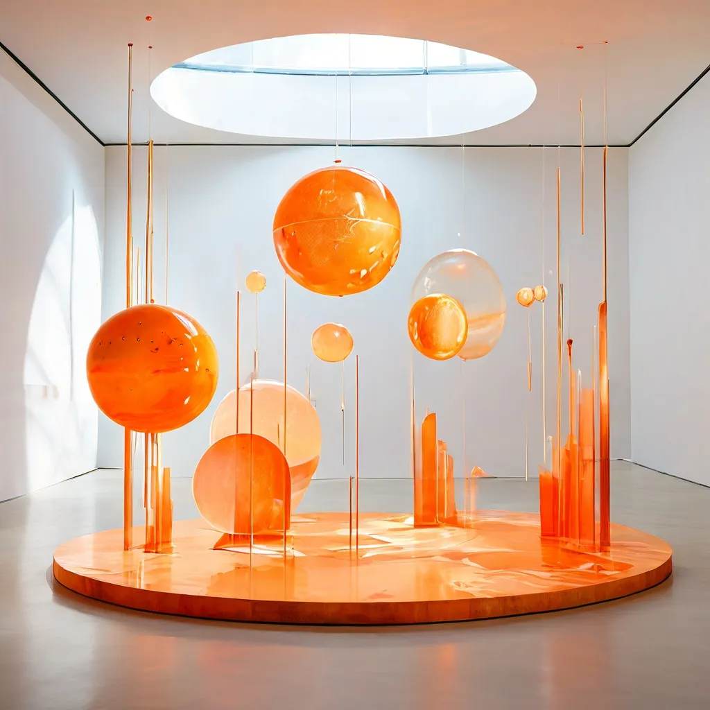 Instalacja sztuki współczesnej z wystawy dyplomowej Atlas of Heavens w Kunsthaus Baselland.