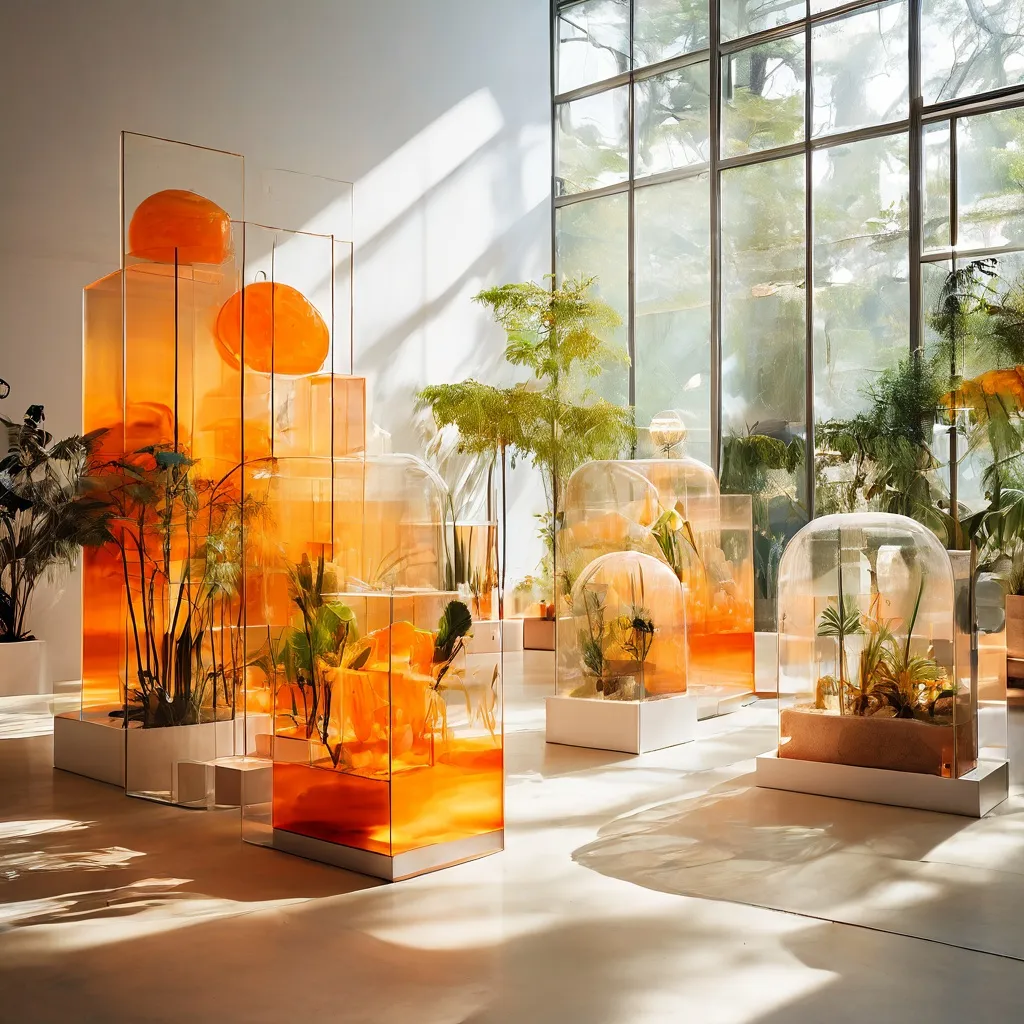 Een meeslepende kunstinstallatie van Leonardo Bürgi Tenorio met botanische elementen en glazen structuren in Kunsthaus Baselland.