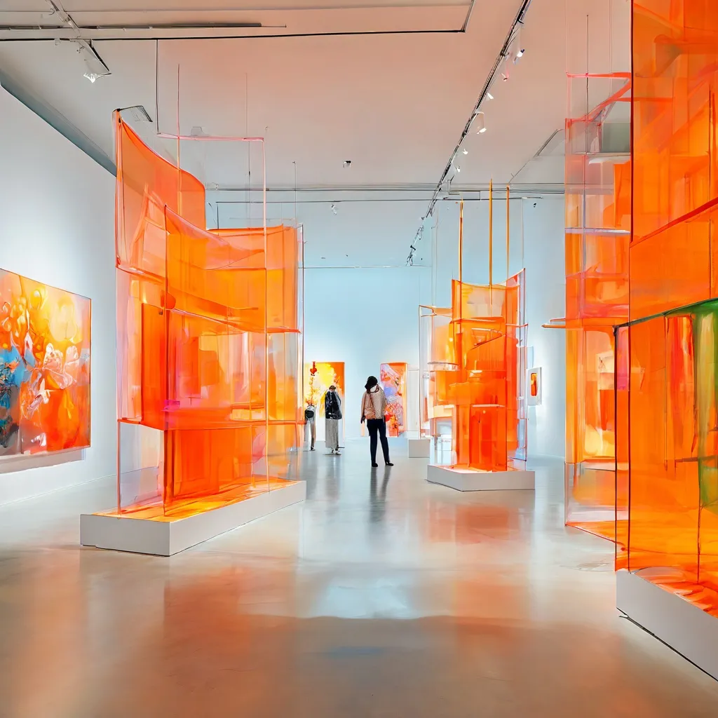 Installation view of the Pictorial Spaces exhibition at Kunsthaus Baselland featuring various contemporary artworks.